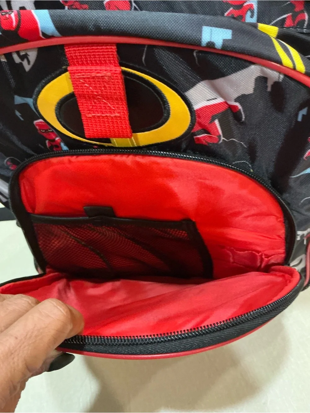 Disney The Incredibles Backpack Black Red All Over Print Kids NWT
